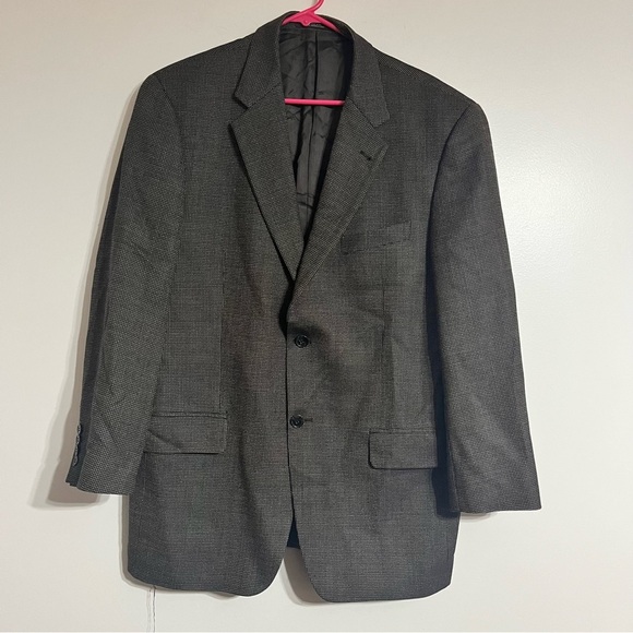 Men’s Joseph Abboud Mark Shale Wool Blend Plaid Suit Jacket Size 41 R Brown Tan - Picture 1 of 10